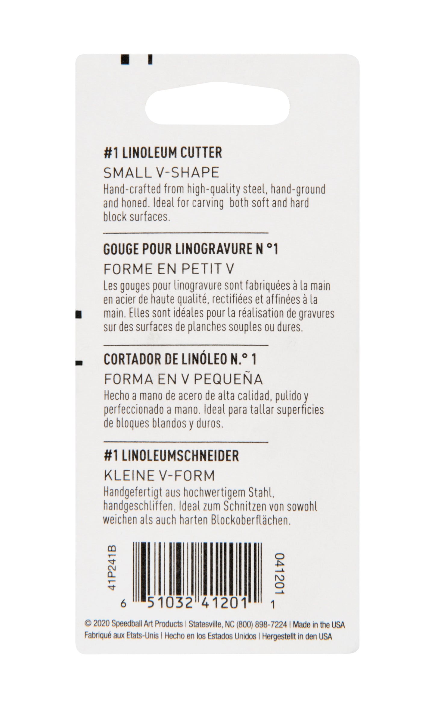 Linoleum Cutter #1 Small V 2 Pack Carded