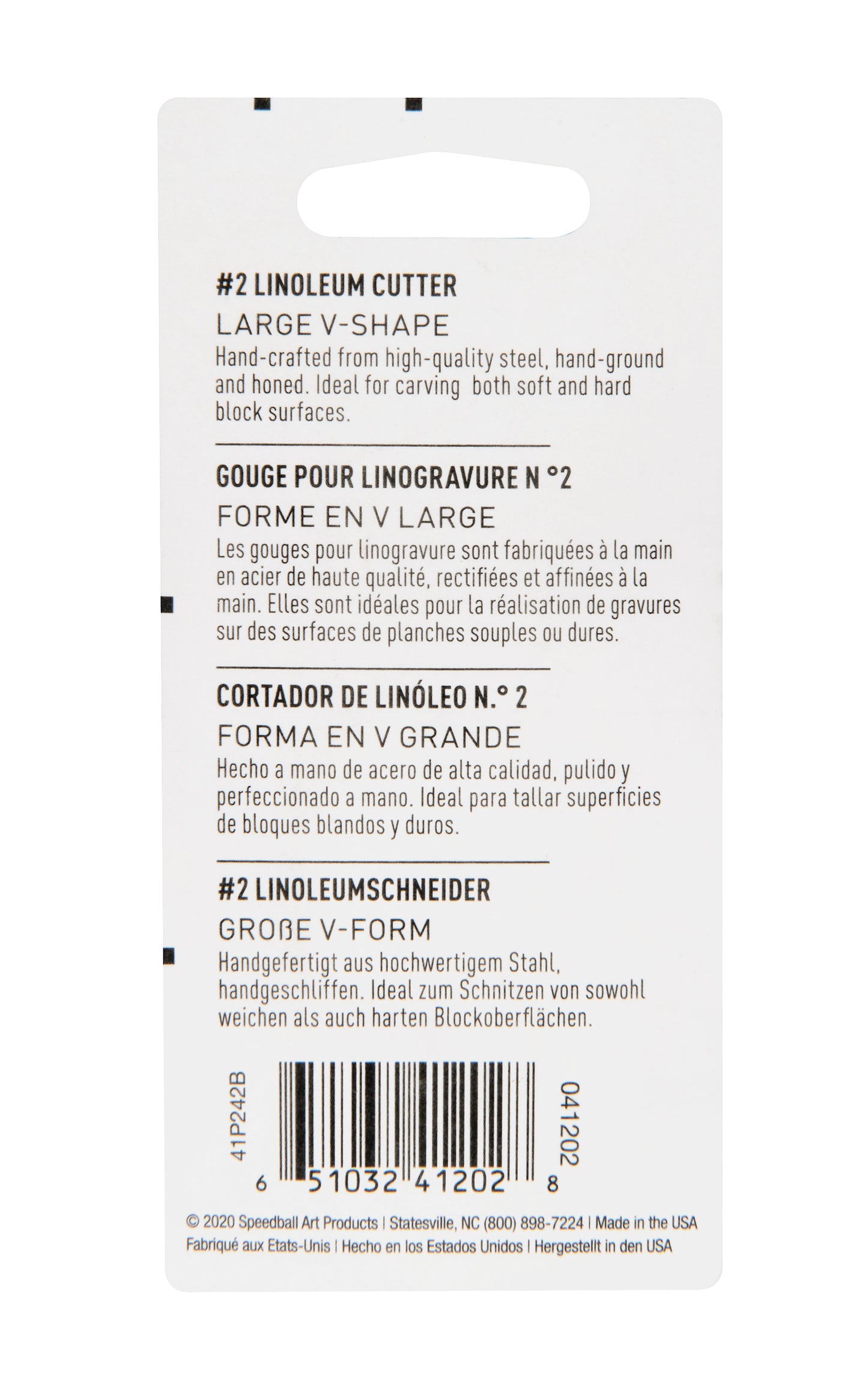 Linoleum Cutter #2 Large V 2 Pack Carded
