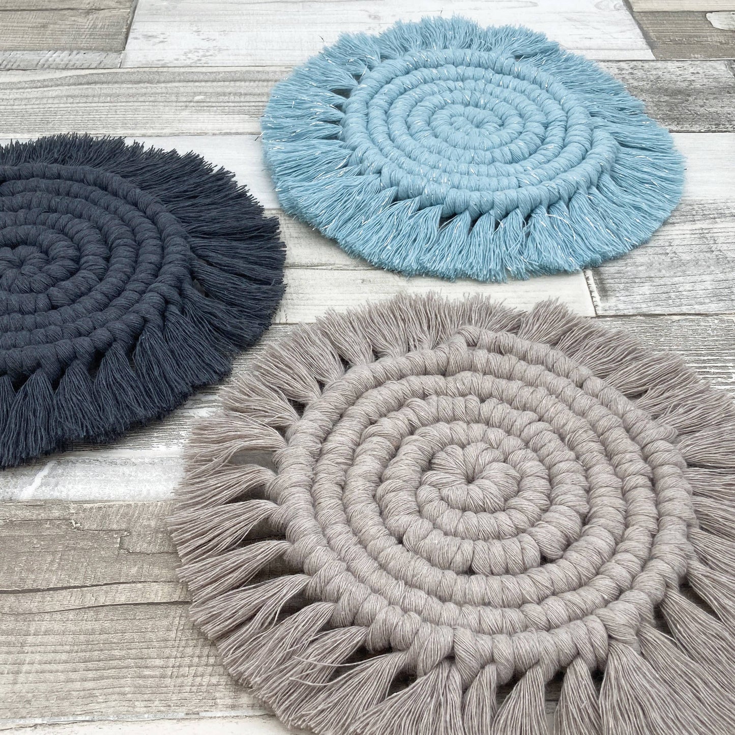 Macrame Kit Coasters - Blue