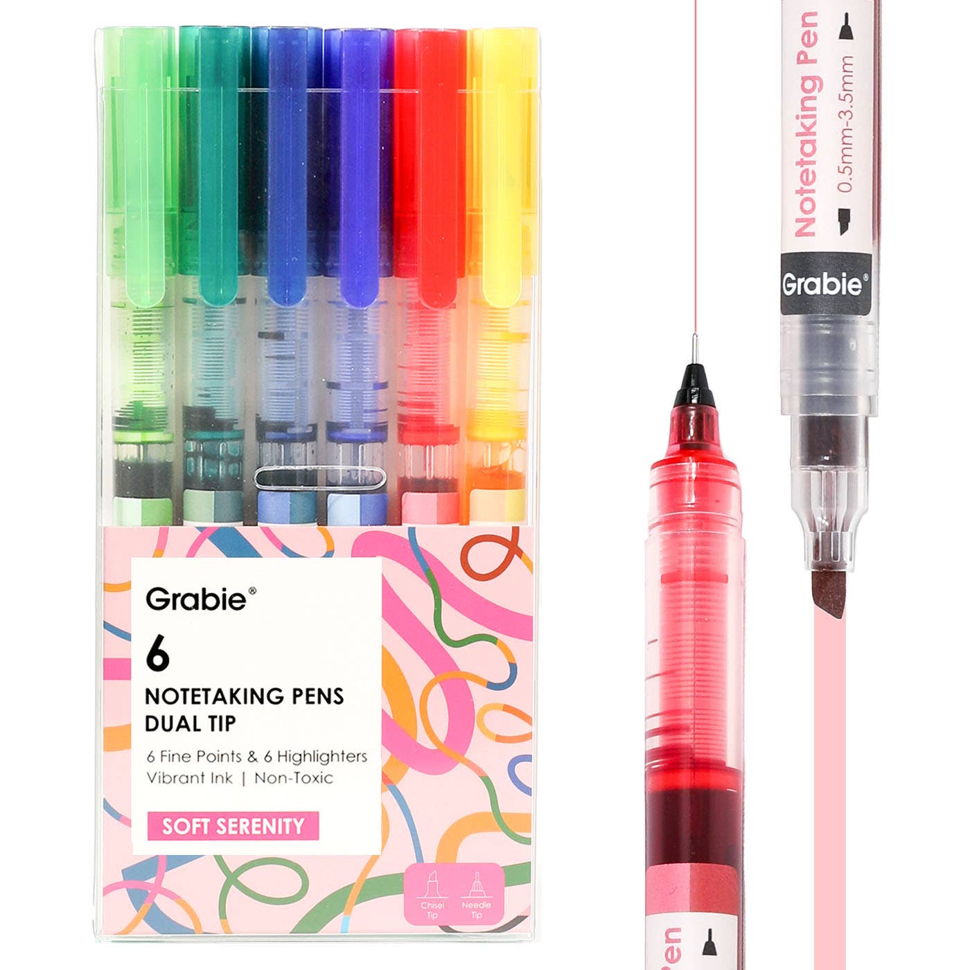 Dual-Tip Notetaking Pen Set Of 6
