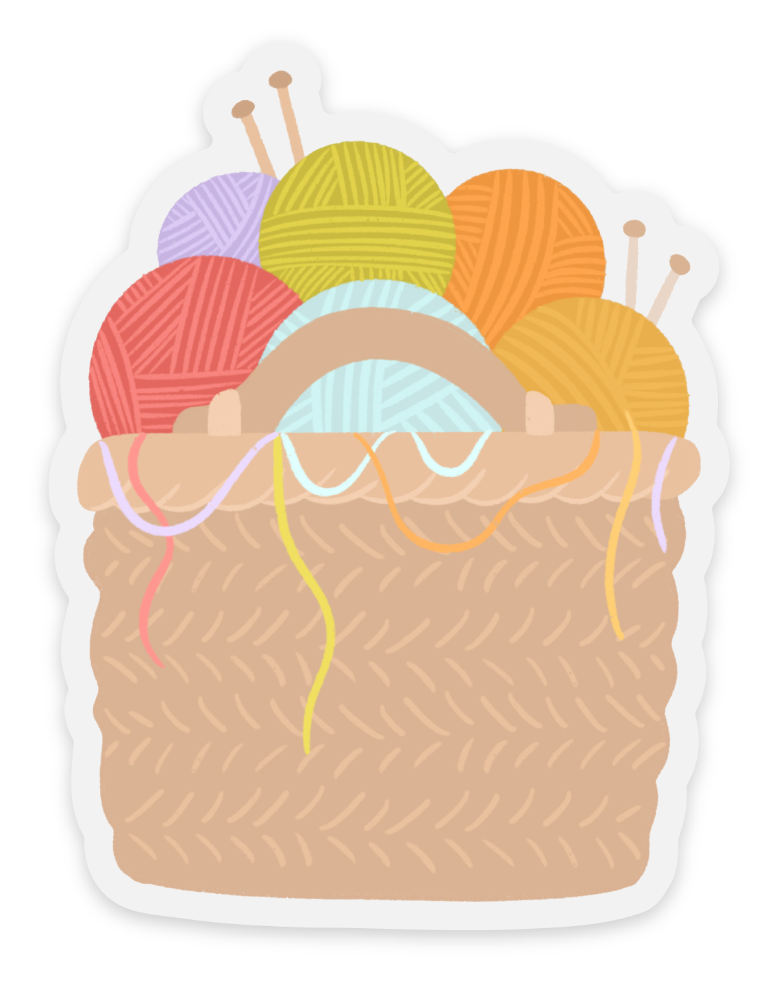 Clear Yarn Basket Sticker 2.3x3in