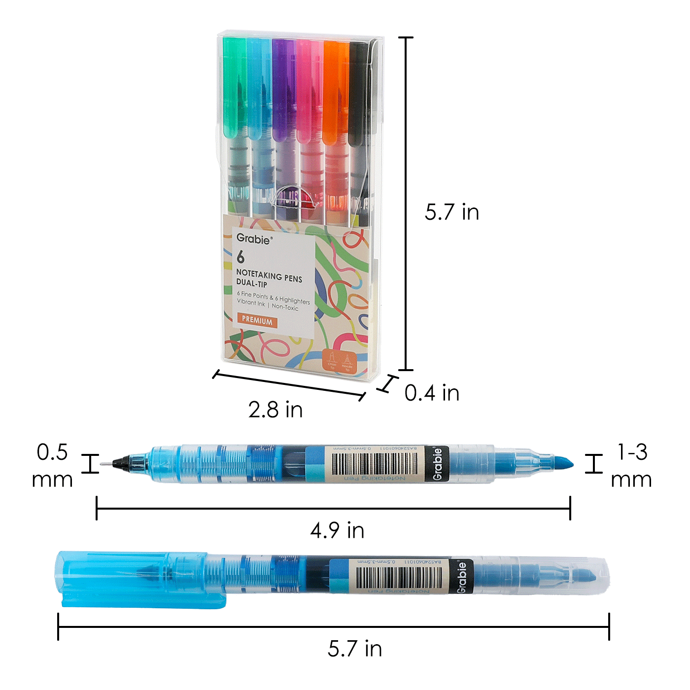Dual-Tip Notetaking Pen Set Of 6