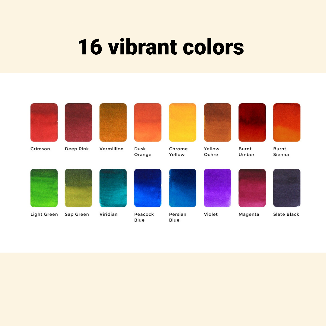 Original Colorsheets - 16 Watercolors | Handmade | Vegan