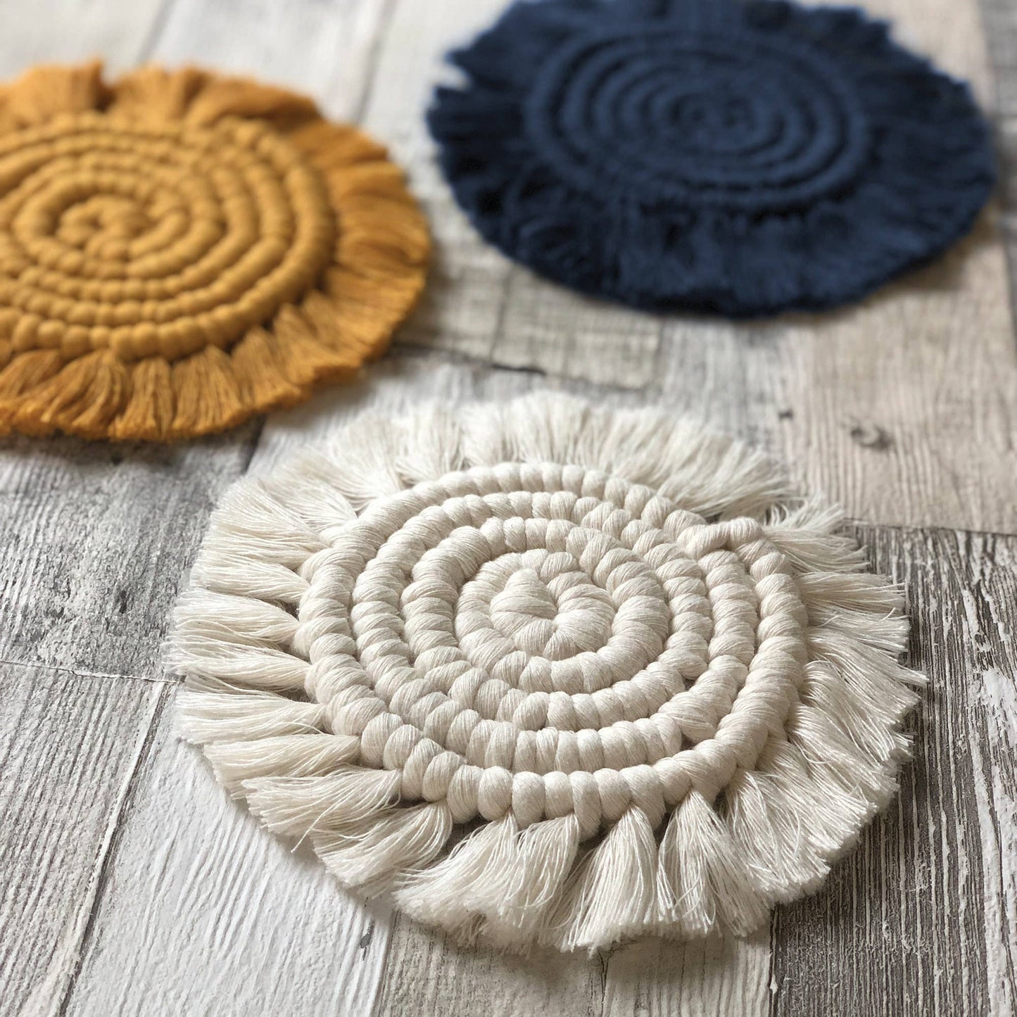 Macrame Kit Coasters - Yellow