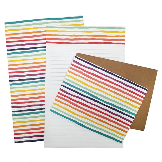 Rainbow Stripe Letter Writing Stationery Set