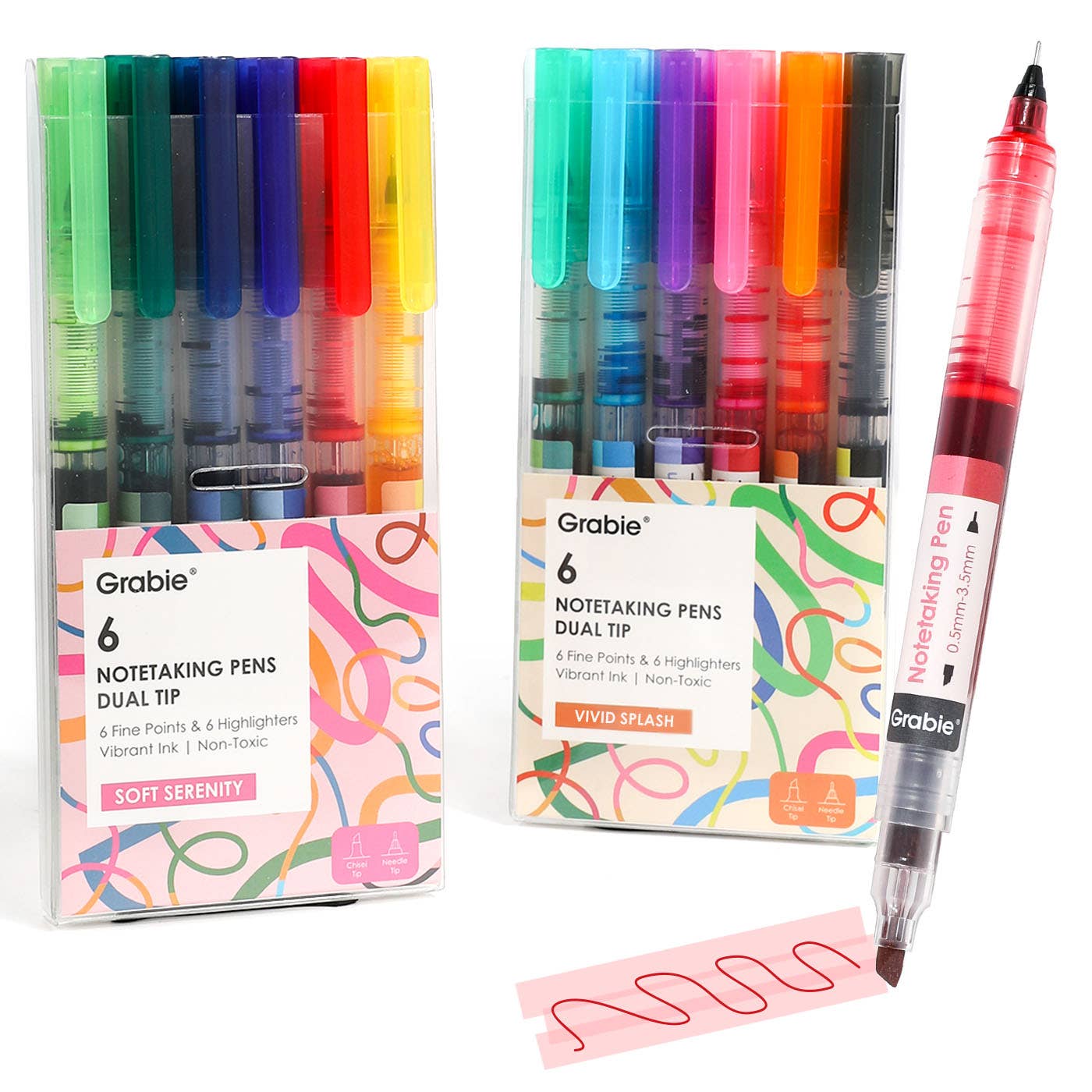 Dual-Tip Notetaking Pen Set Of 6