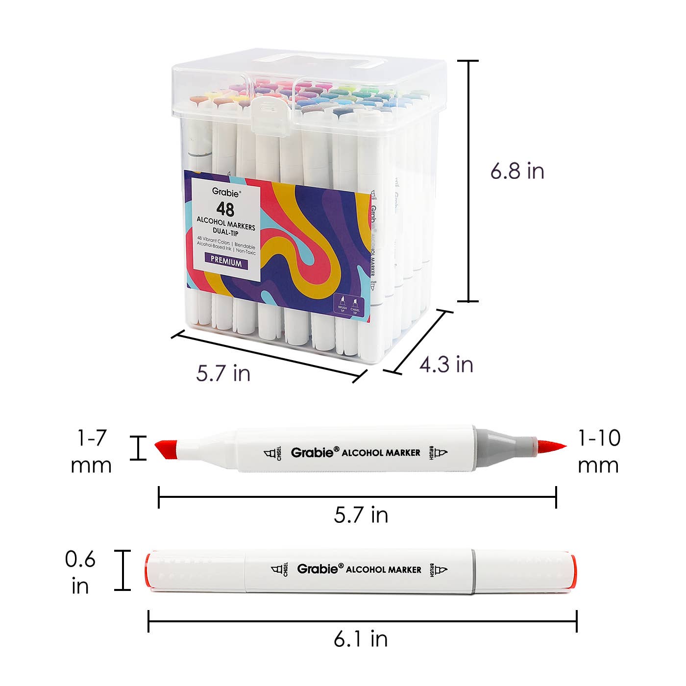 Dual-Tip Alcohol-Based Marker Set Of 48 With Coloring Book