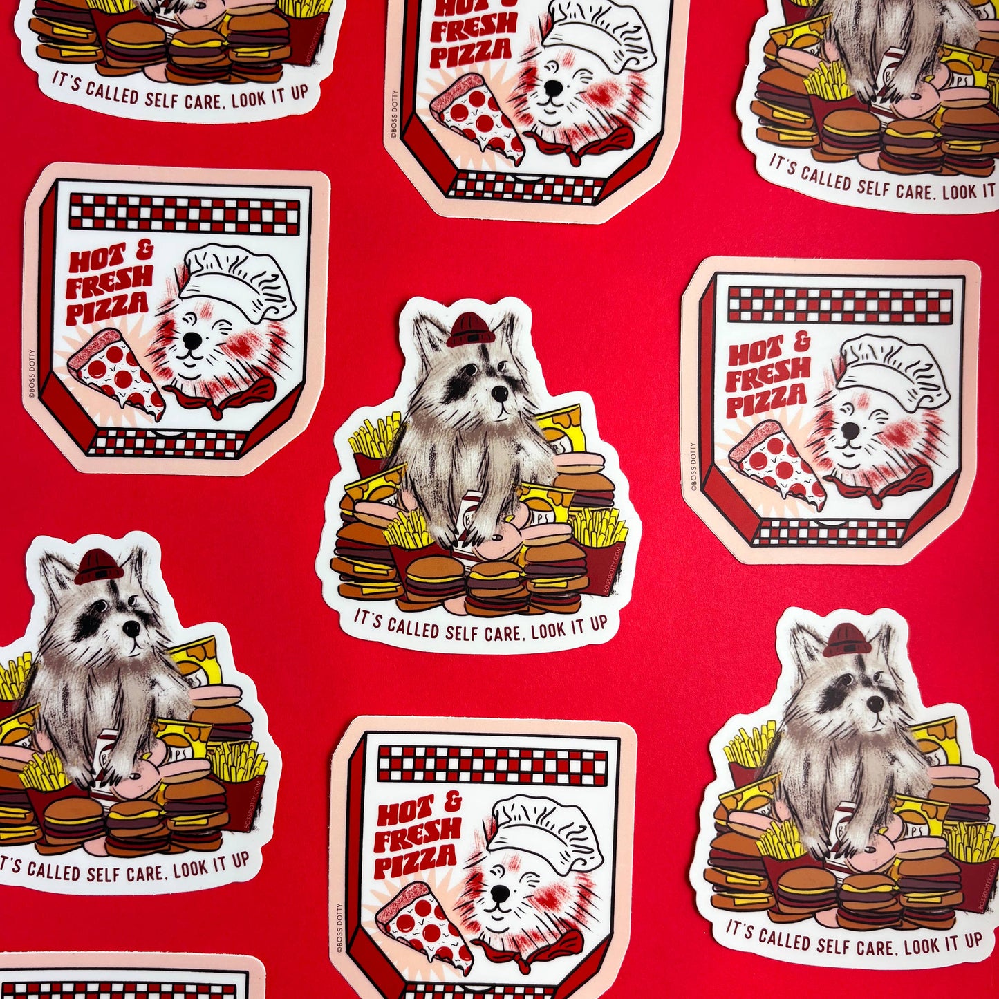 Self Care Raccoon Sticker