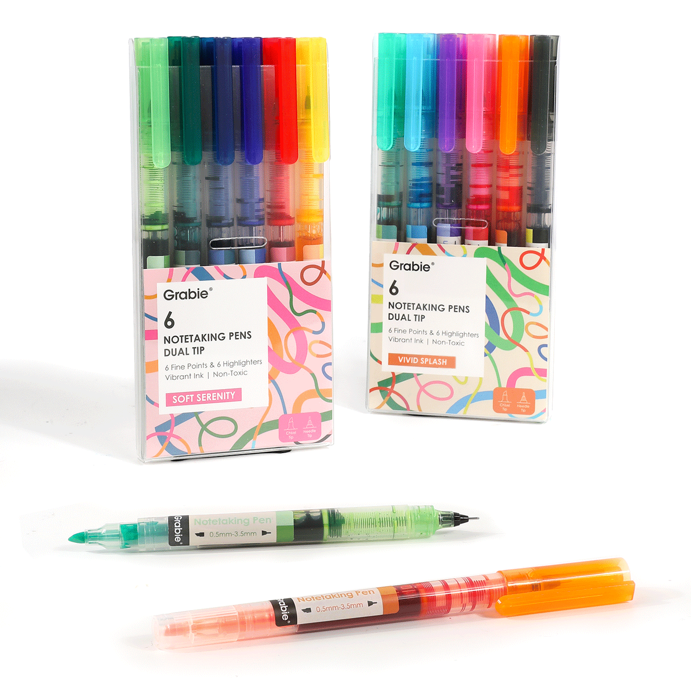 Dual-Tip Notetaking Pen Set Of 6