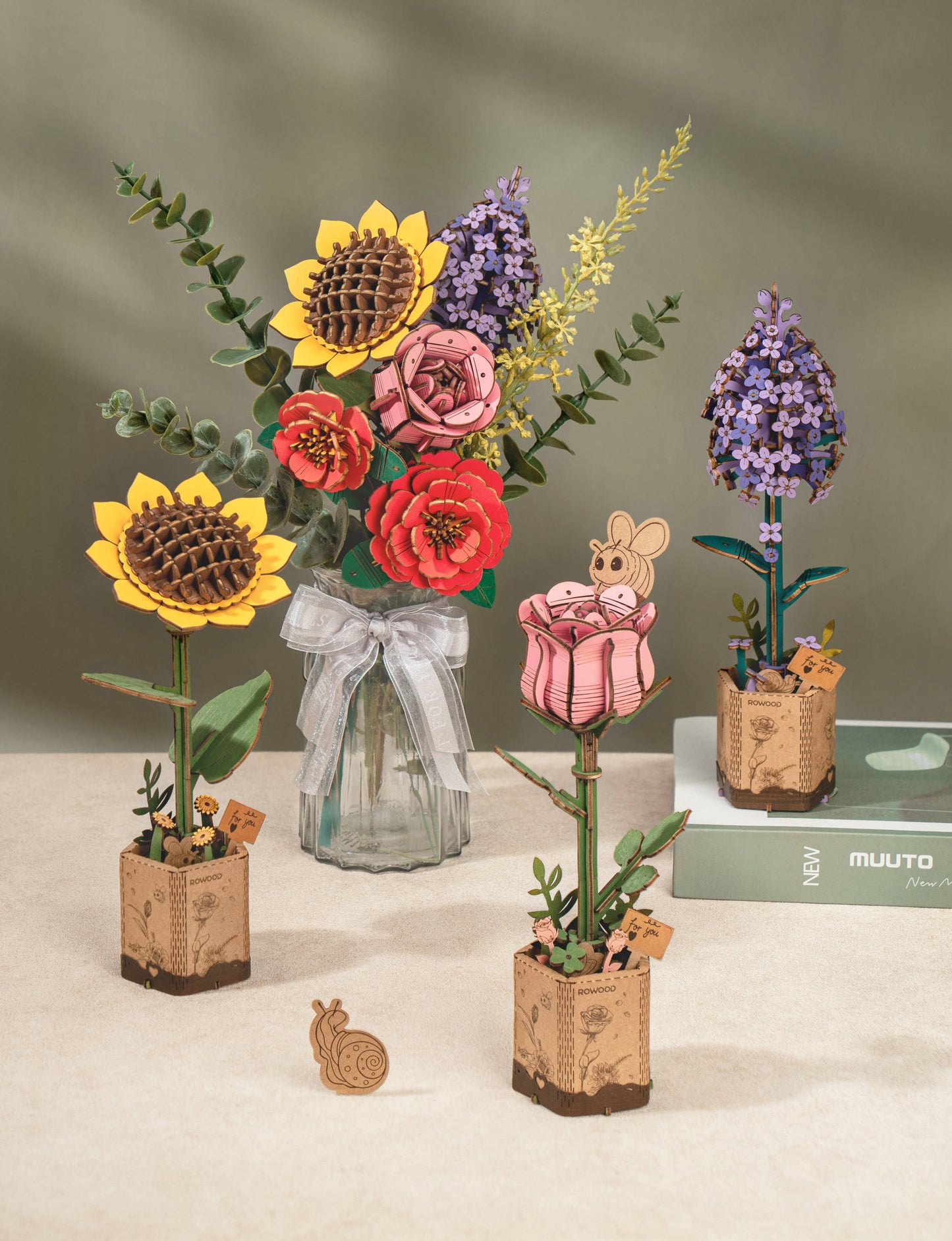 TW021 Lilac Robotime Rowood DIY Wooden Flower 3D Puzzles