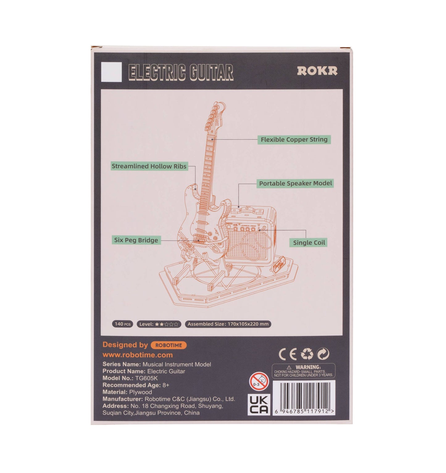 Rokr 3D DIY Wooden Puzzles Electric Guit Model TG605K