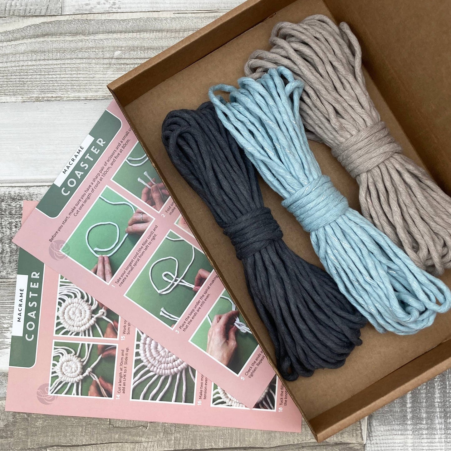 Macrame Kit Coasters - Blue