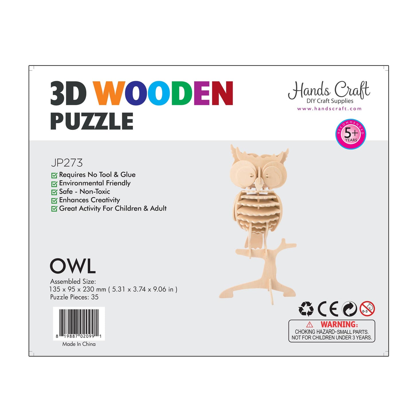 3D Wooden Puzzle: Owl