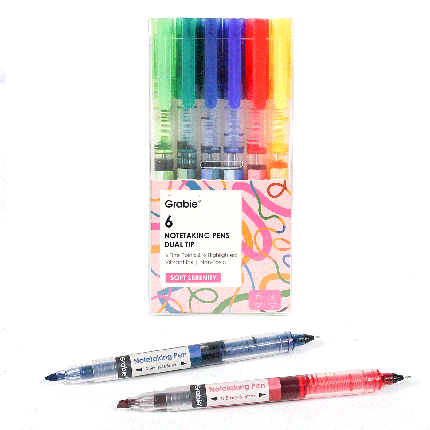 Dual-Tip Notetaking Pen Set Of 6