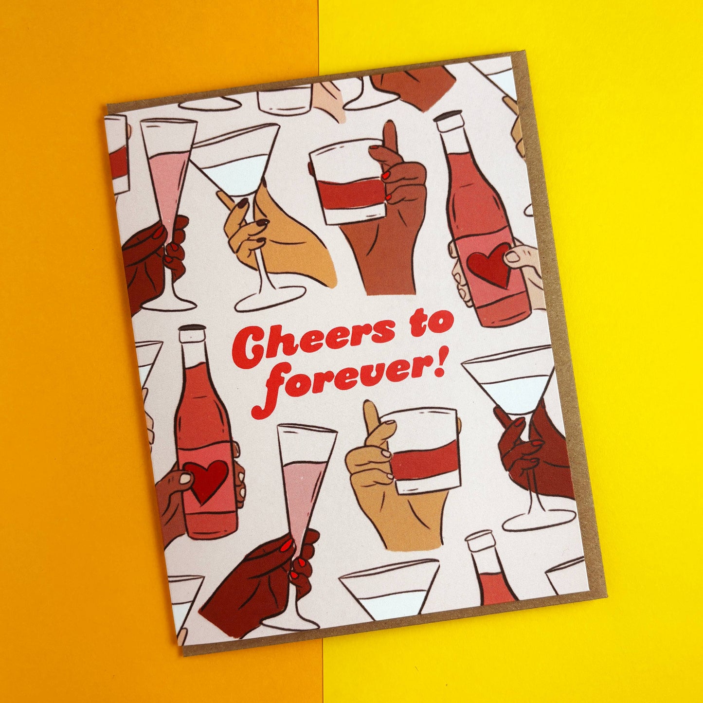 Cheers To Forever Wedding Card