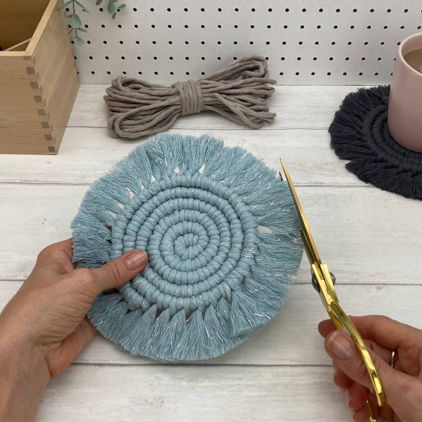 Macrame Kit Coasters - Blue