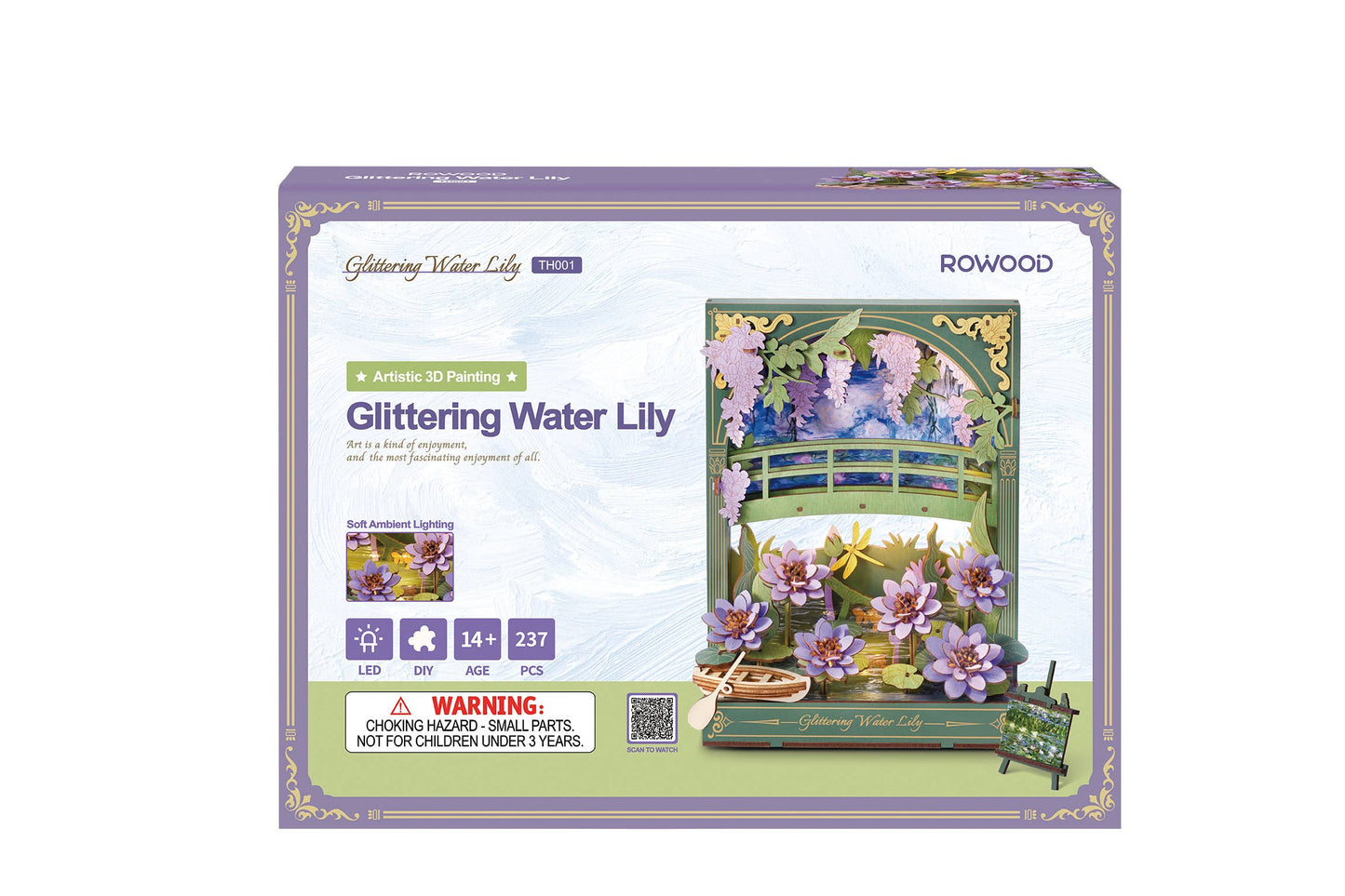 TH001 Glittering Water Lily 3D Rowood DIY Puzzles Crafts