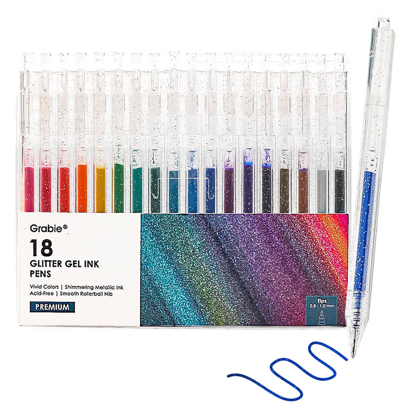Retractable Glitter Gel Ink Pen Set Of 18