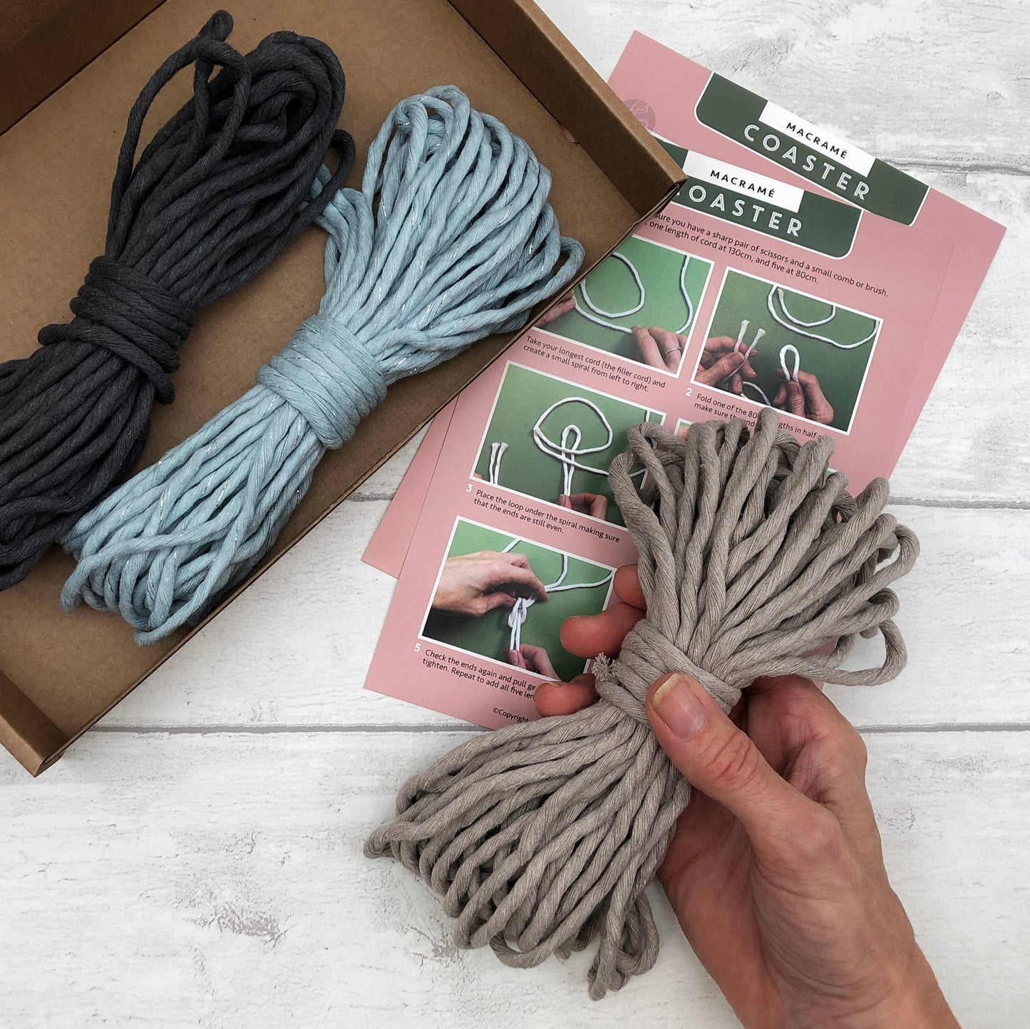 Macrame Kit Coasters - Blue