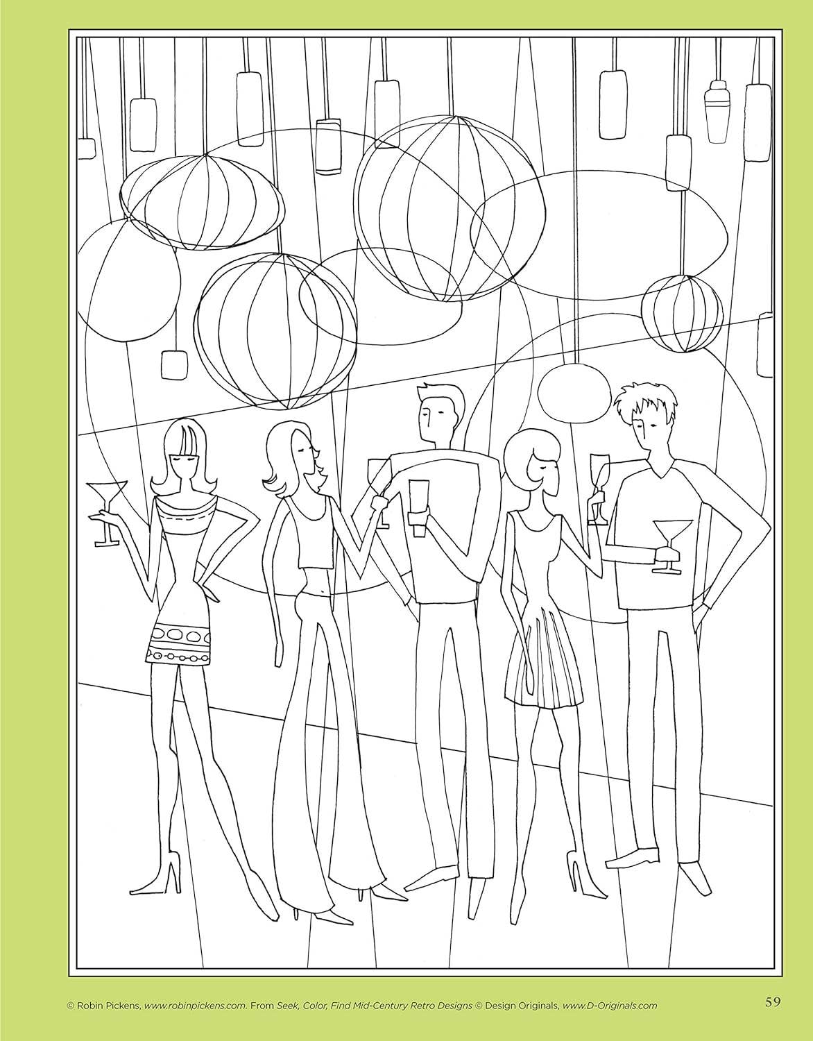 Seek, Color, Find Mid-Century Retro Designs