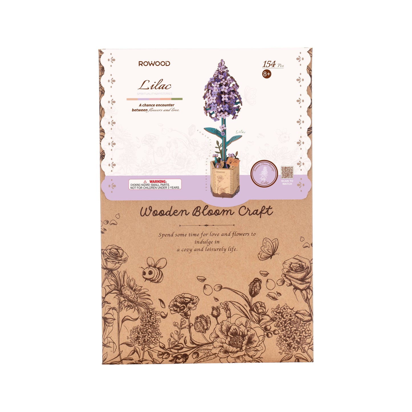 TW021 Lilac Robotime Rowood DIY Wooden Flower 3D Puzzles