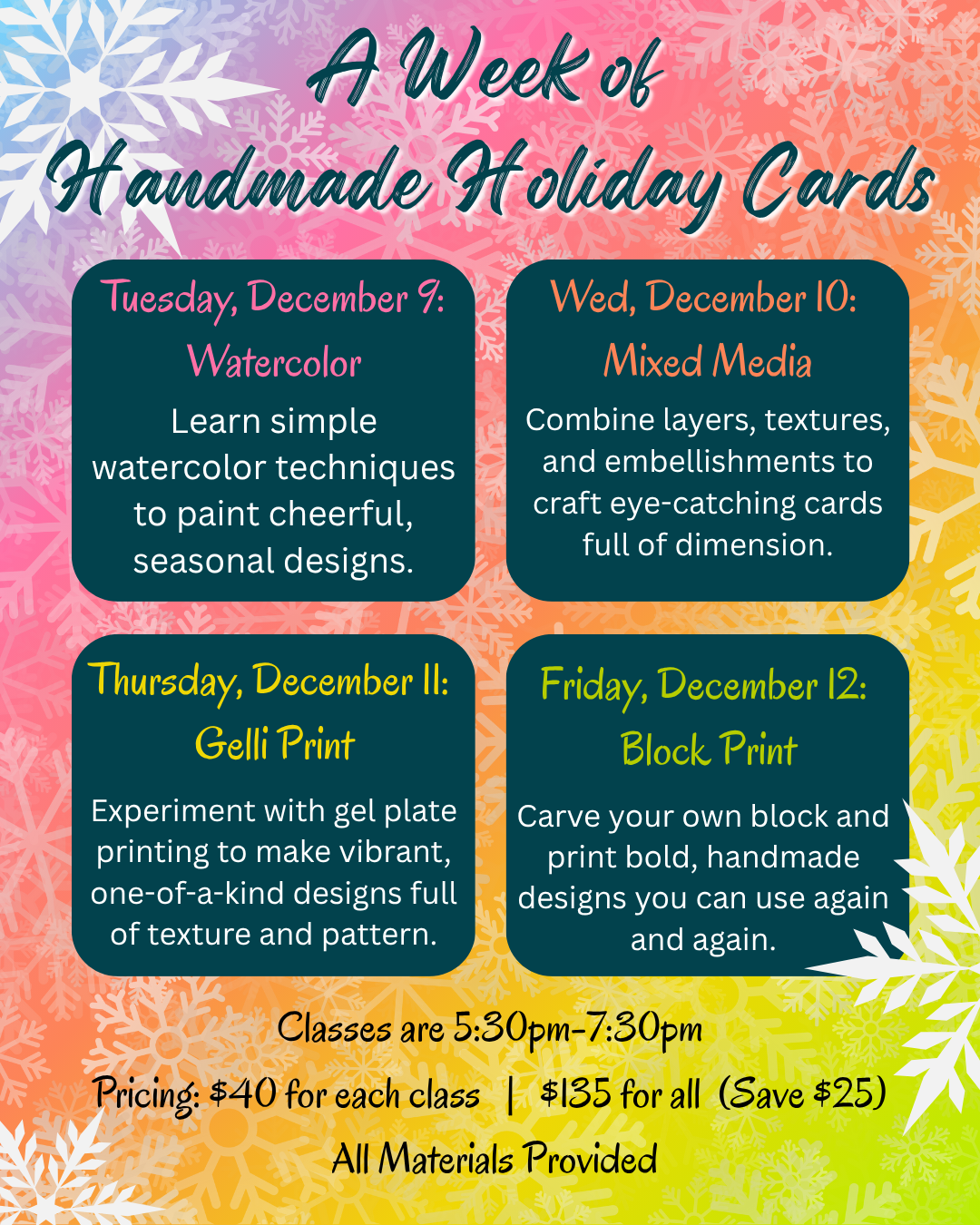 Week of Handmade Holiday Cards 4 Class Bundle