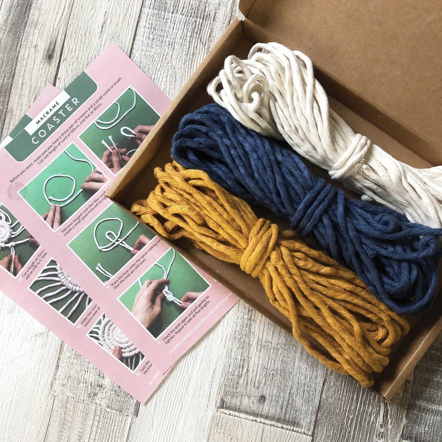 Macrame Kit Coasters - Yellow