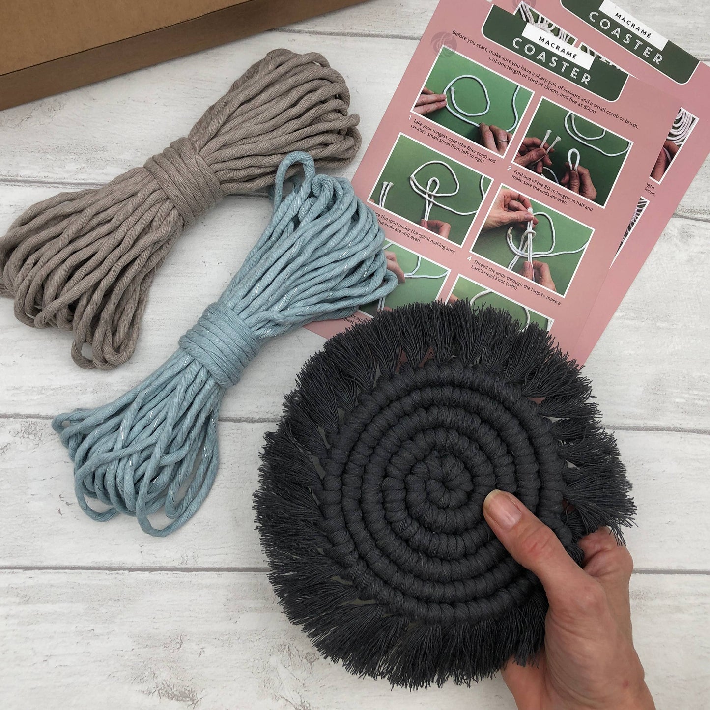 Macrame Kit Coasters - Blue