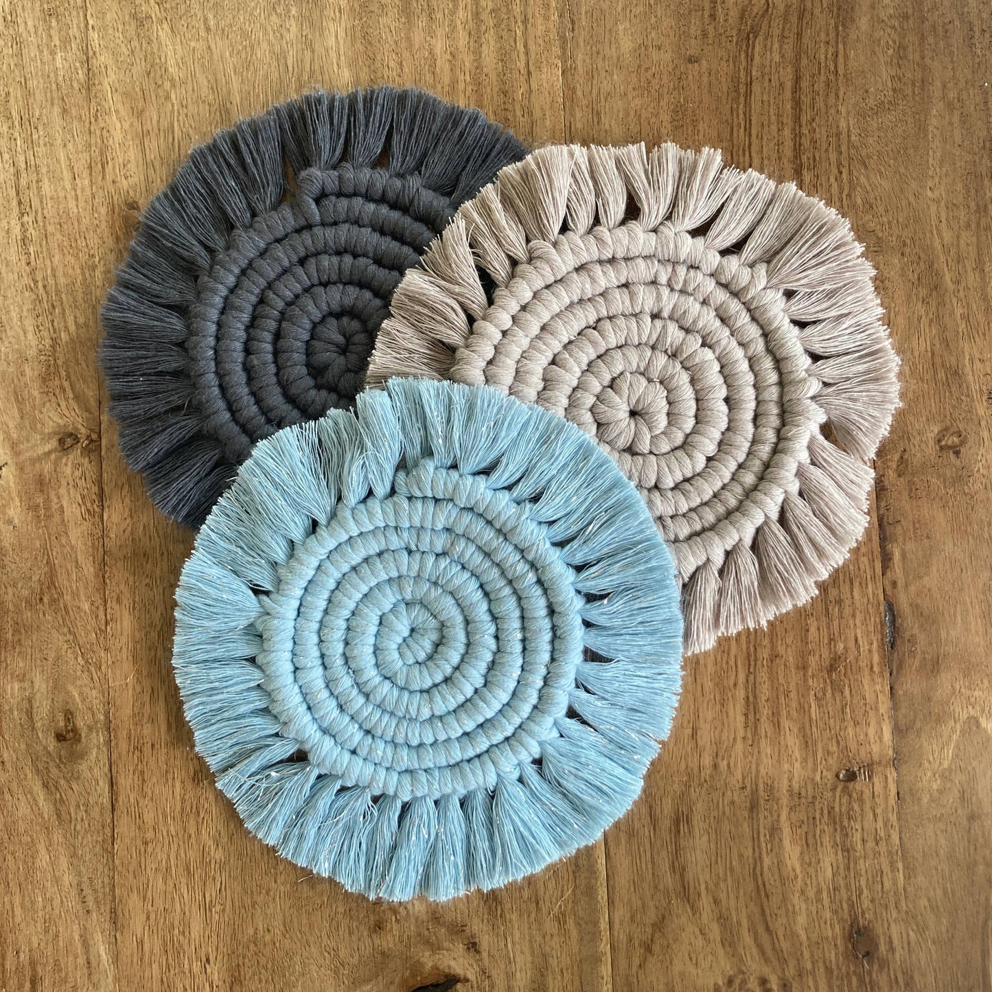 Macrame Kit Coasters - Blue