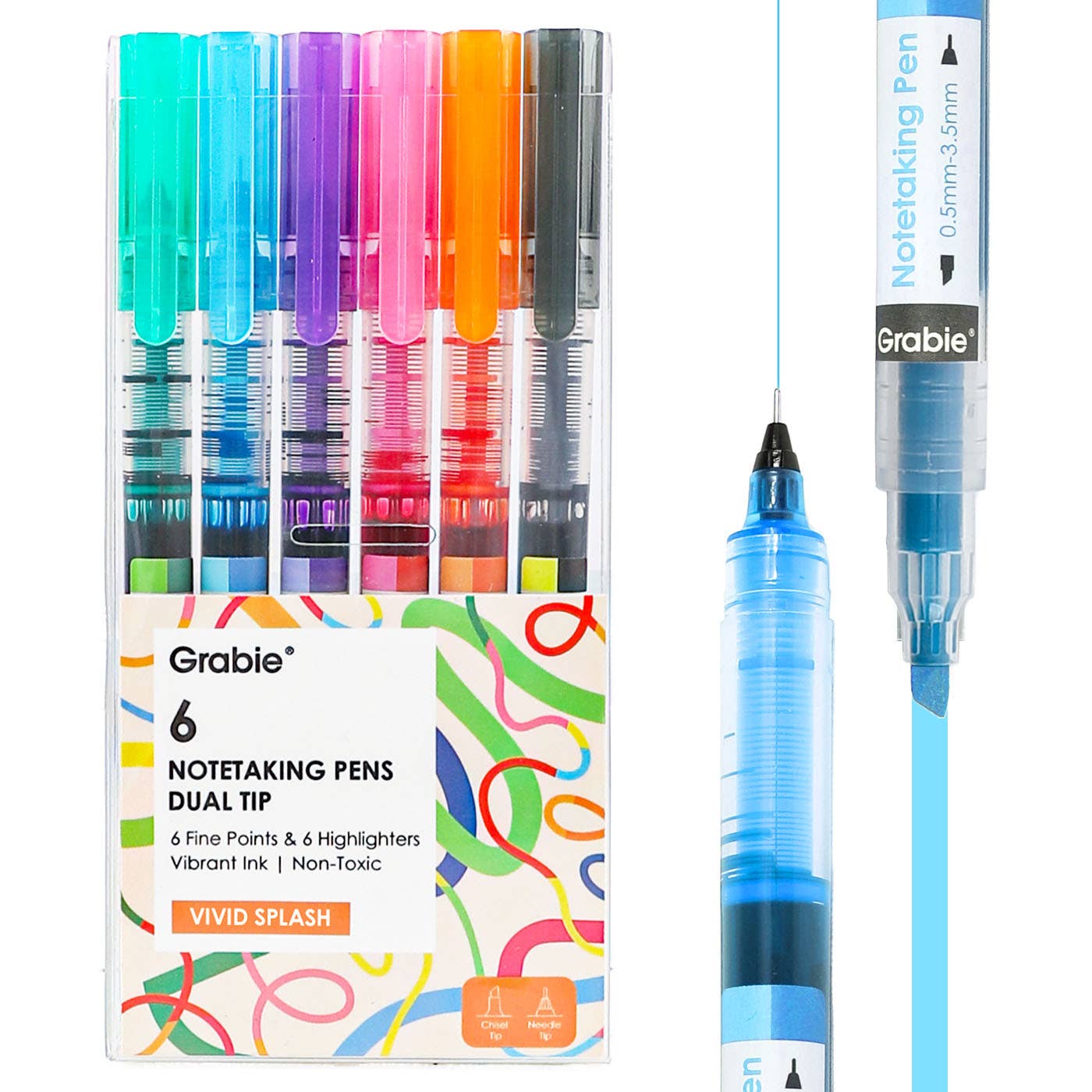 Dual-Tip Notetaking Pen Set Of 6