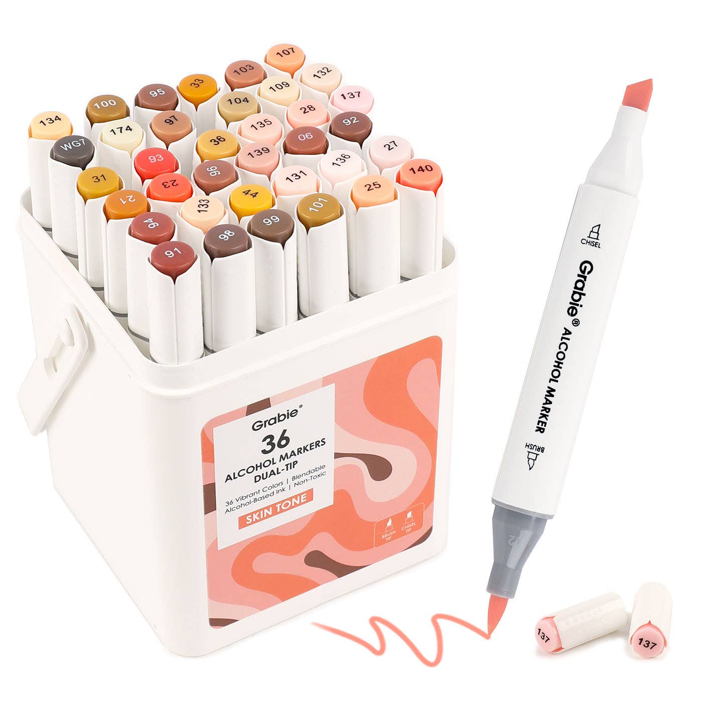 Dual-Tip Skin Tone Alcohol-Based Marker Set of 36