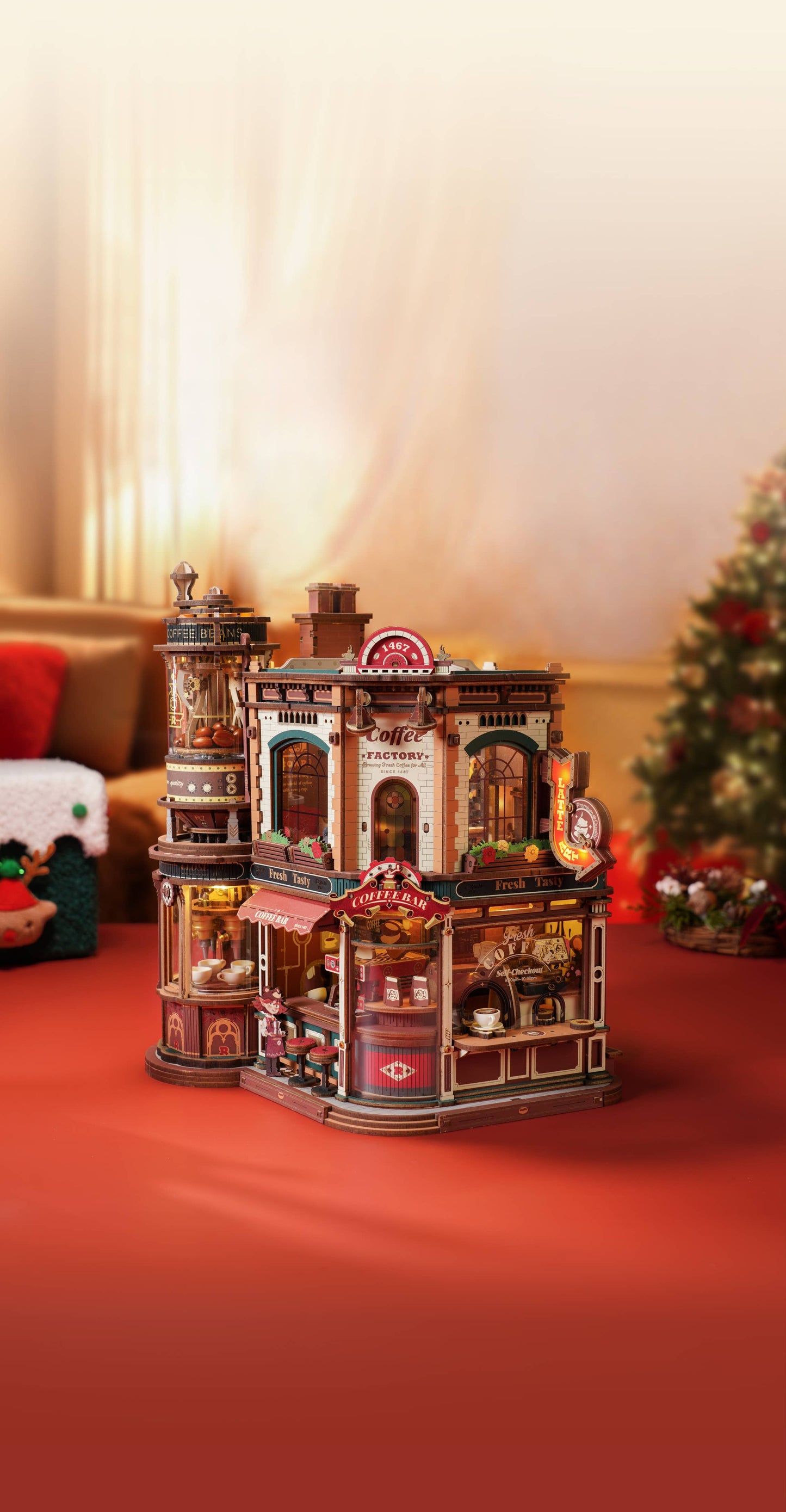 EAB02 ROKR Dream Coffee Factory Wooden Music Box
