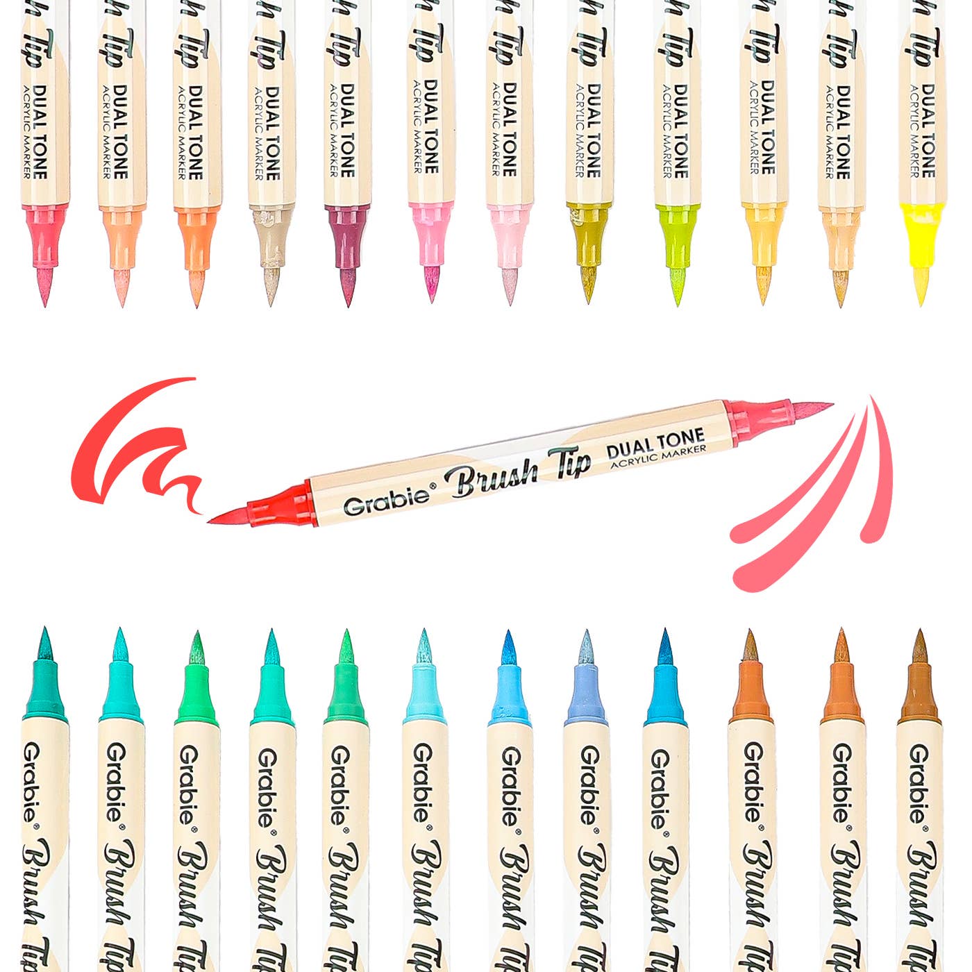 Dual Tone Brush Tip Acrylic Paint Marker Set of 36