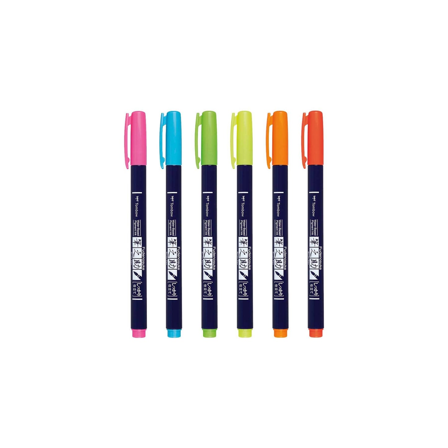 Fudenosuke Neon Calligraphy Brush Pens - 6-Pack