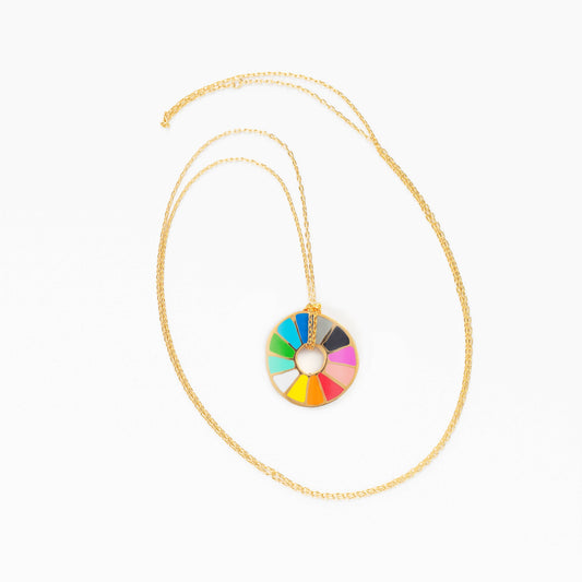 Color Wheel Pendant - Gold Colorful Jewelry