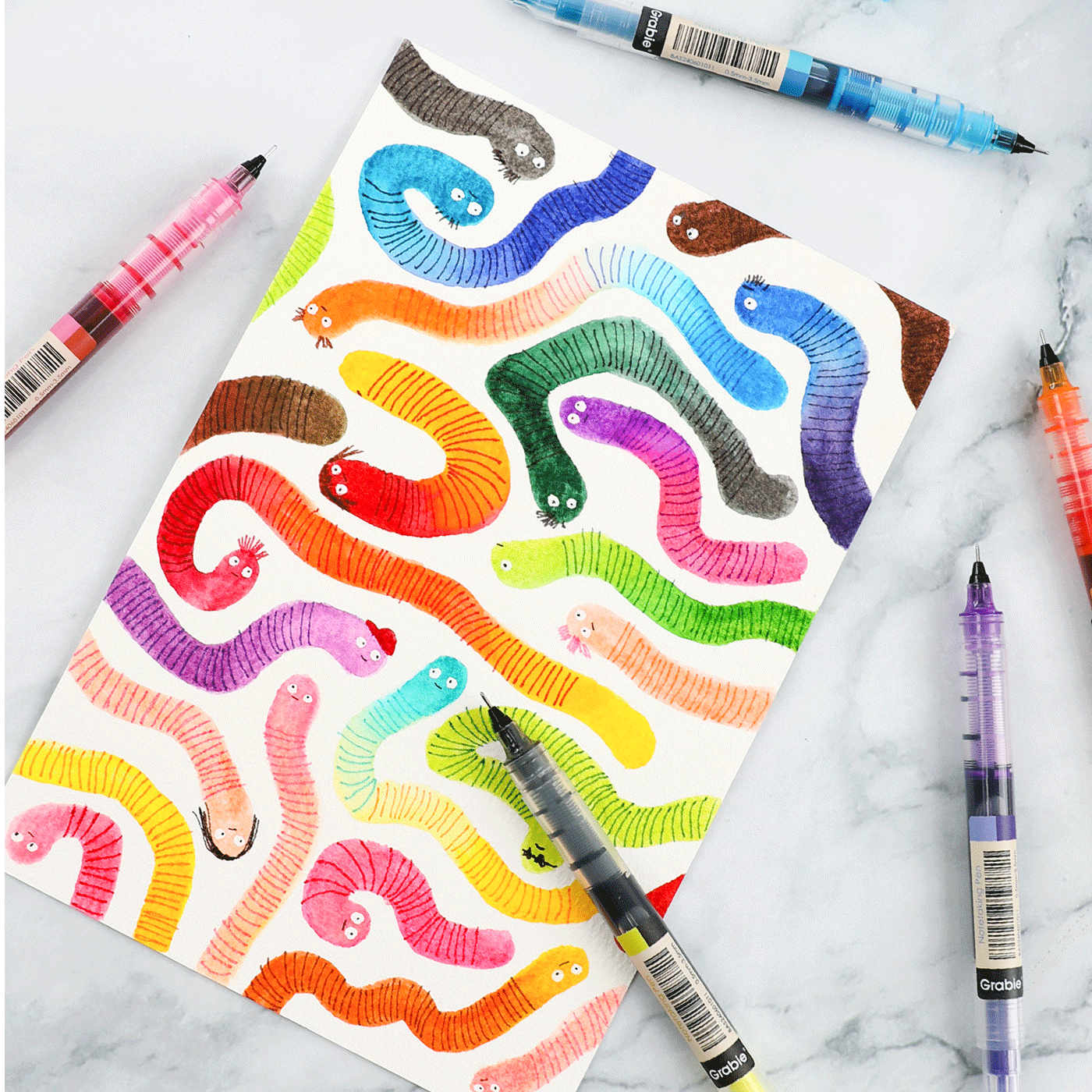 Dual-Tip Notetaking Pen Set Of 6