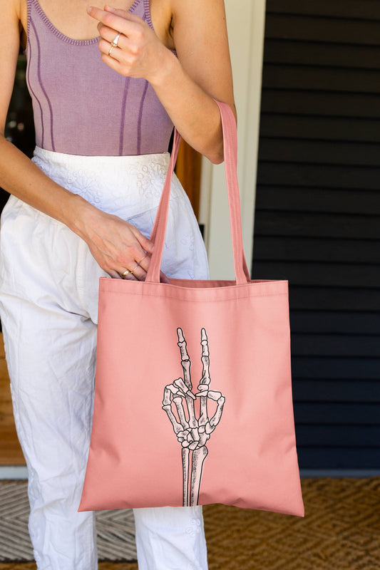 Skeleton Peace Tote Bag