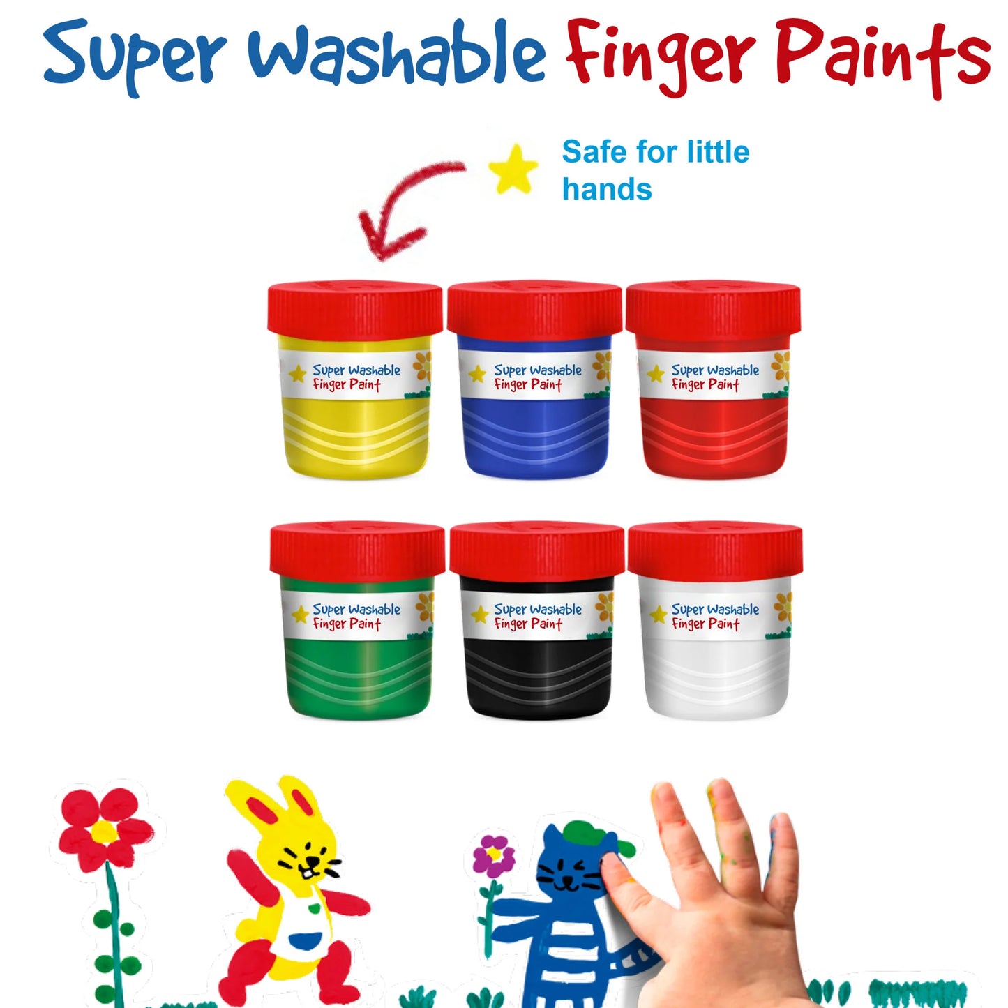 Little Creatives 6 Super Washable Finger Paints