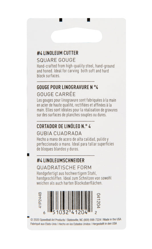 Linoleum Cutter #4 Square Gouge 2 Pack Carded