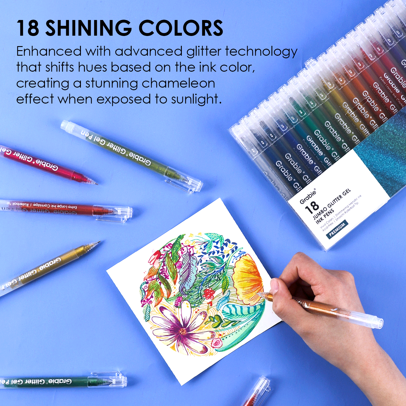 Jumbo Iridescent Glitter Gel Ink Pen Of 18