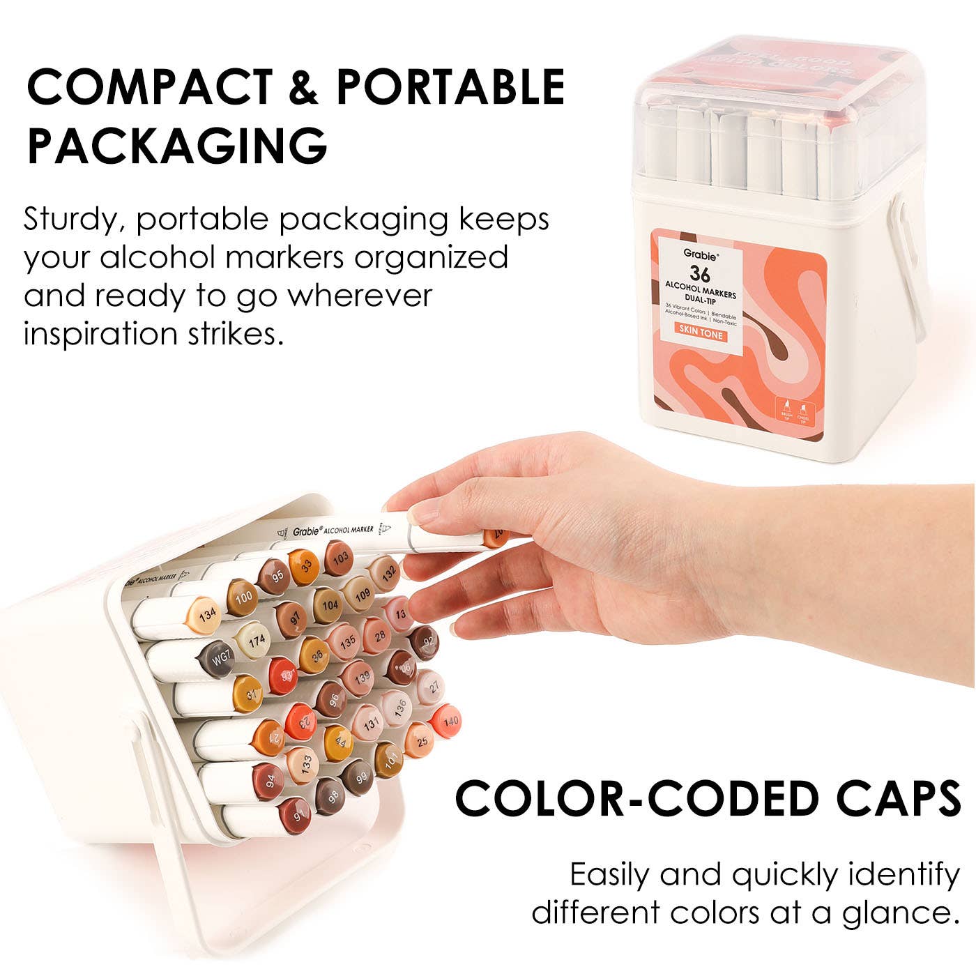 Dual-Tip Skin Tone Alcohol-Based Marker Set of 36