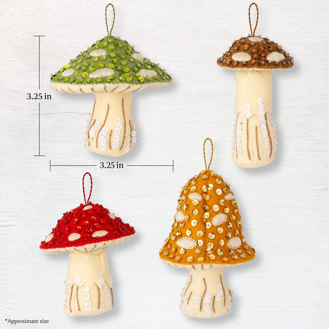 Merry Mushrooms Felt Ornament Kit Set of 4
