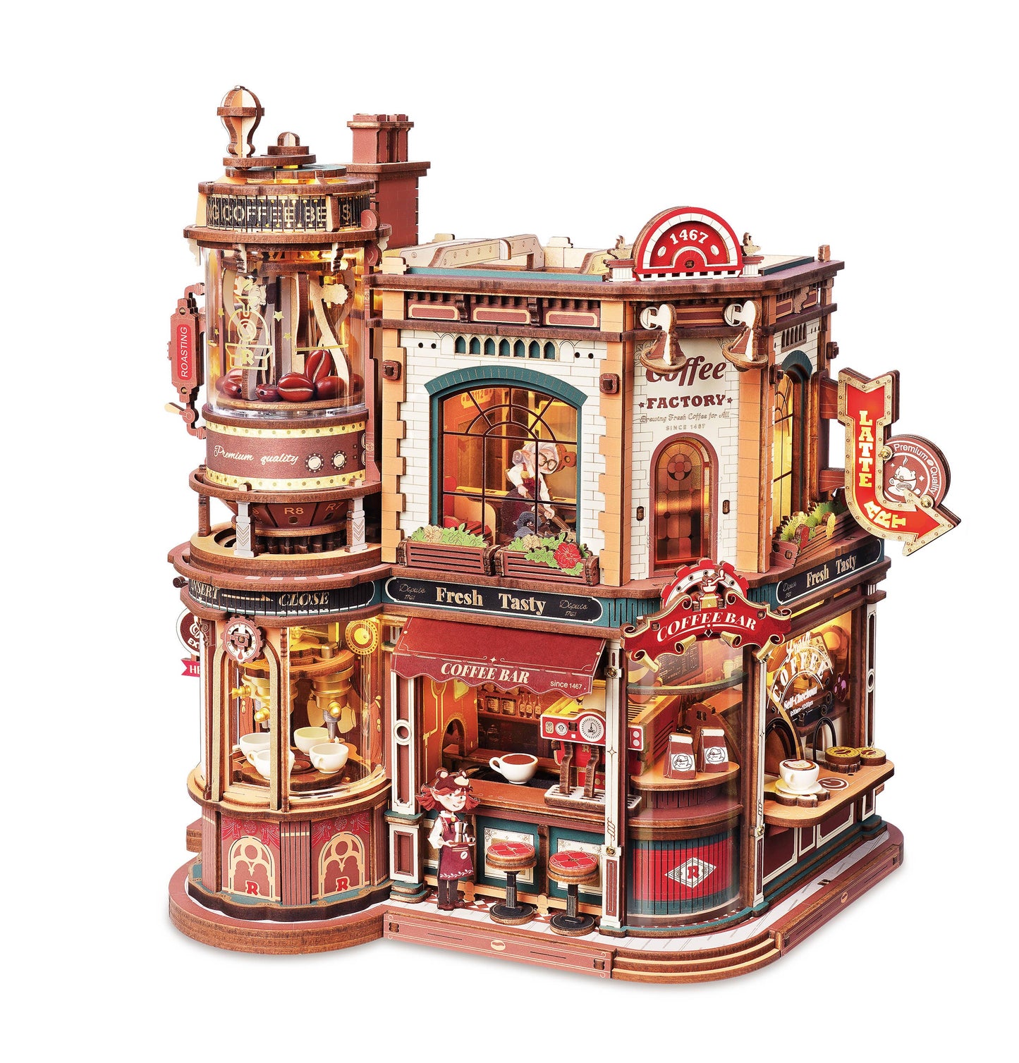 EAB02 ROKR Dream Coffee Factory Wooden Music Box