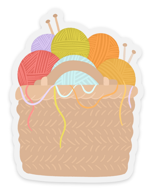 Clear Yarn Basket Sticker 2.3x3in