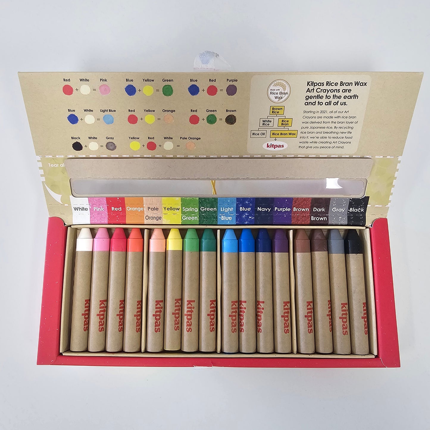 Kitpas Rice Bran Wax Art Crayons 16 colors