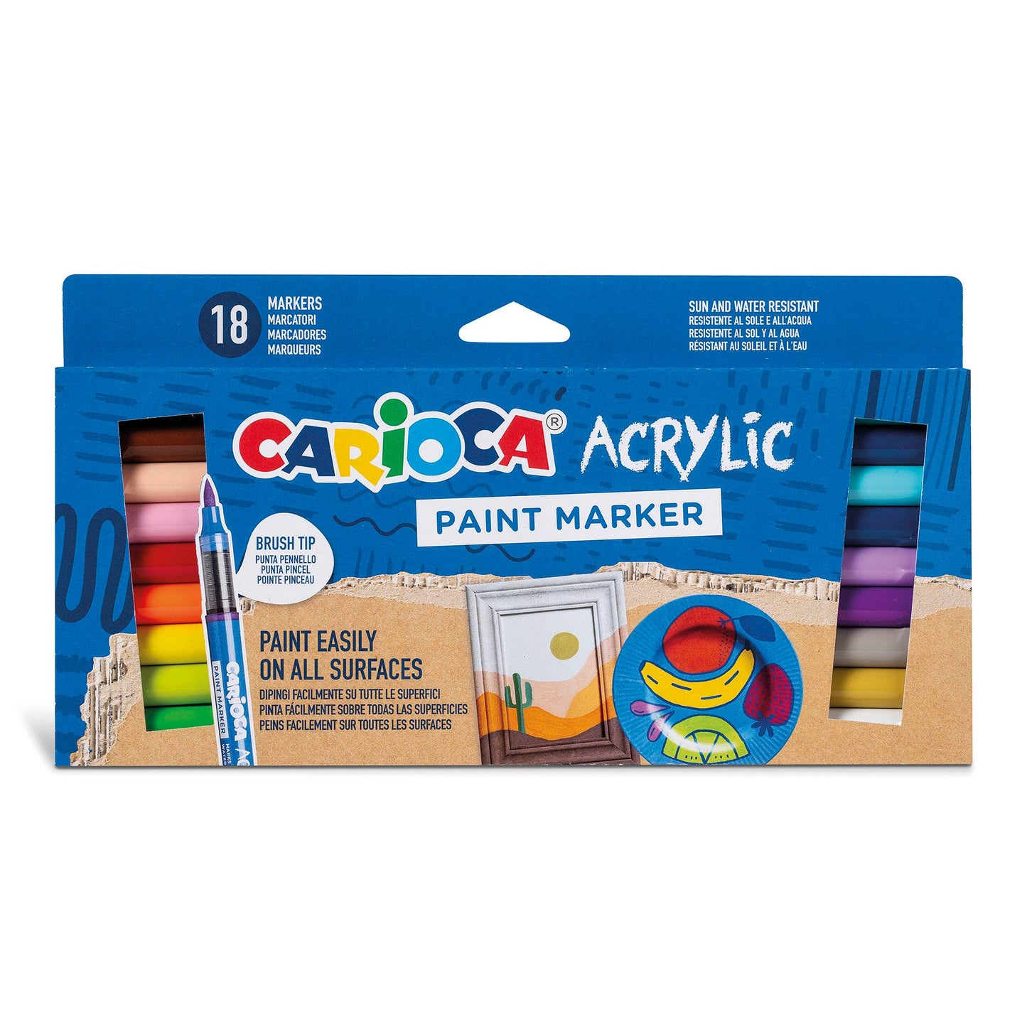 Carioca Acrylic Paint Marker Brush Tip, 18-piece Box
