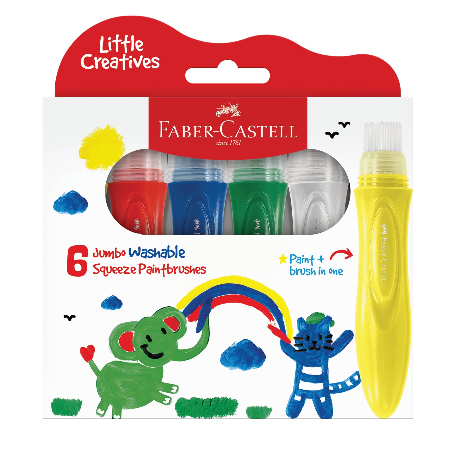Little Creatives 6 Jumbo Washable Squeeze Paintbrushes