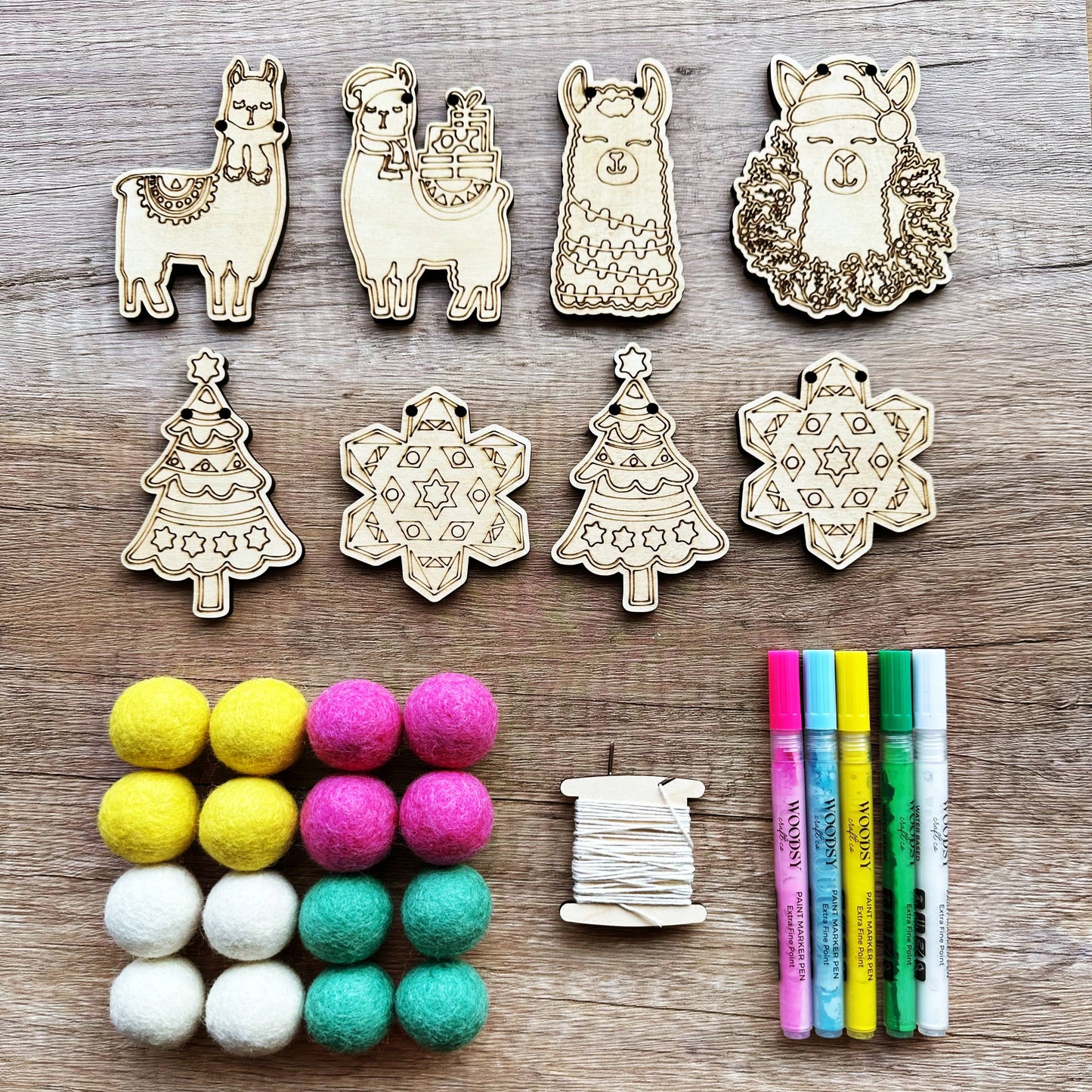 DIY Holiday Craft Kit -  FA-LA-LLAMA Garland