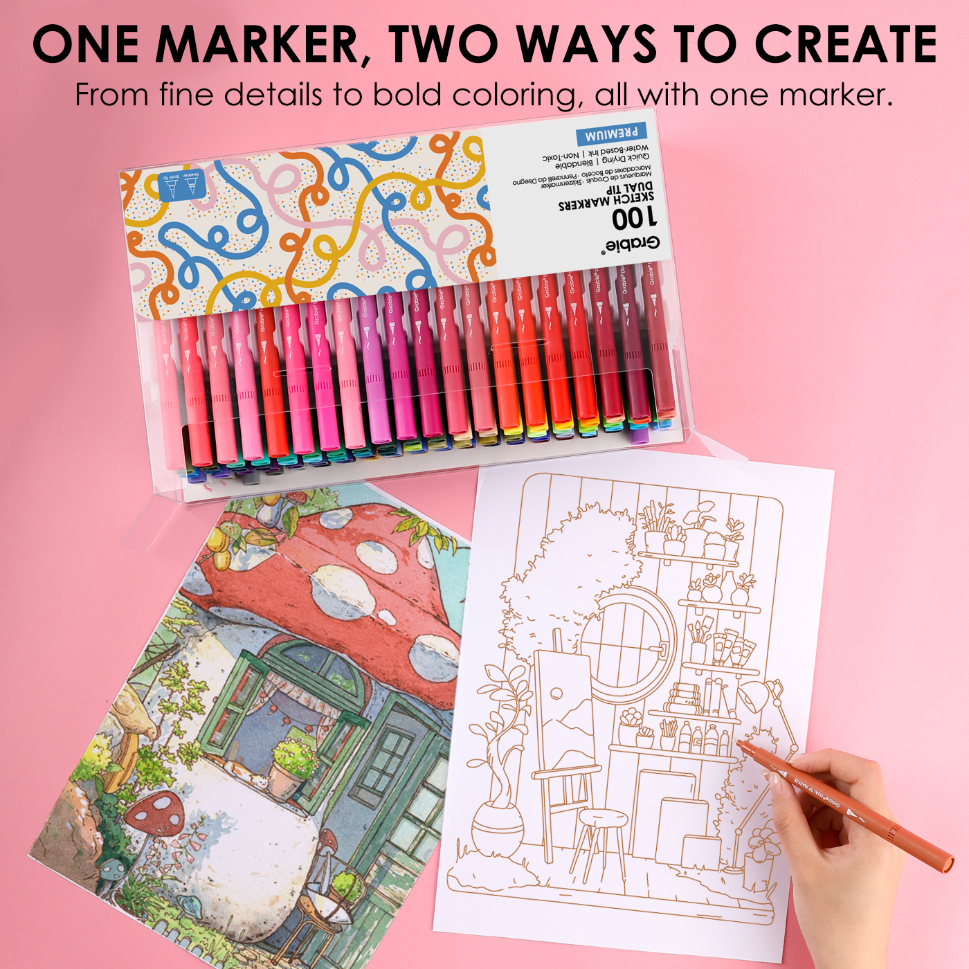 Dual Tip Water-Based Sketch Marker Set of 100