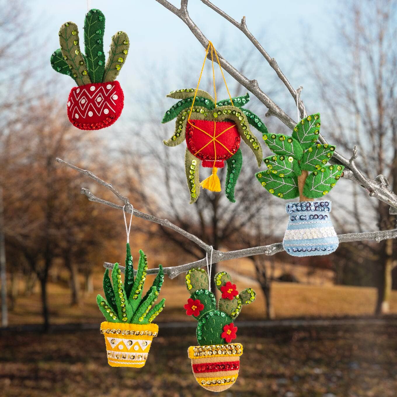 Holiday Houseplants Felt Ornament Kit set of 6